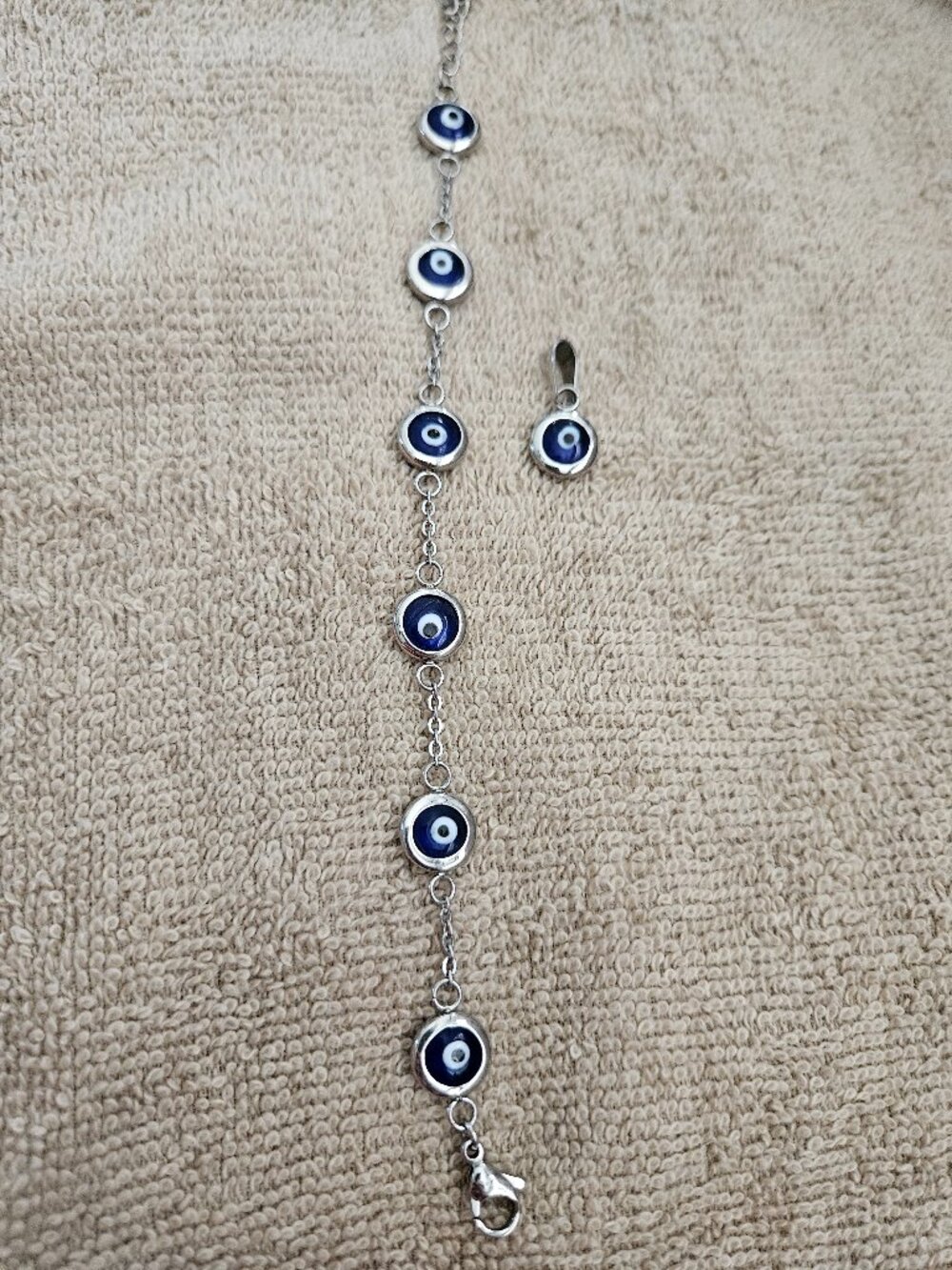 Sterling Silver evil eye bracelet and pendant